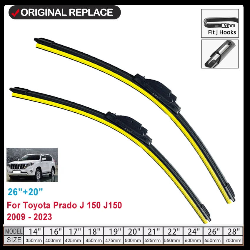 Wiper LHD Hybrid Front Wiper Blades For Toyota Prado J 150 J150 2009 - 2023 Windshield Windscreen Window Brushes 26