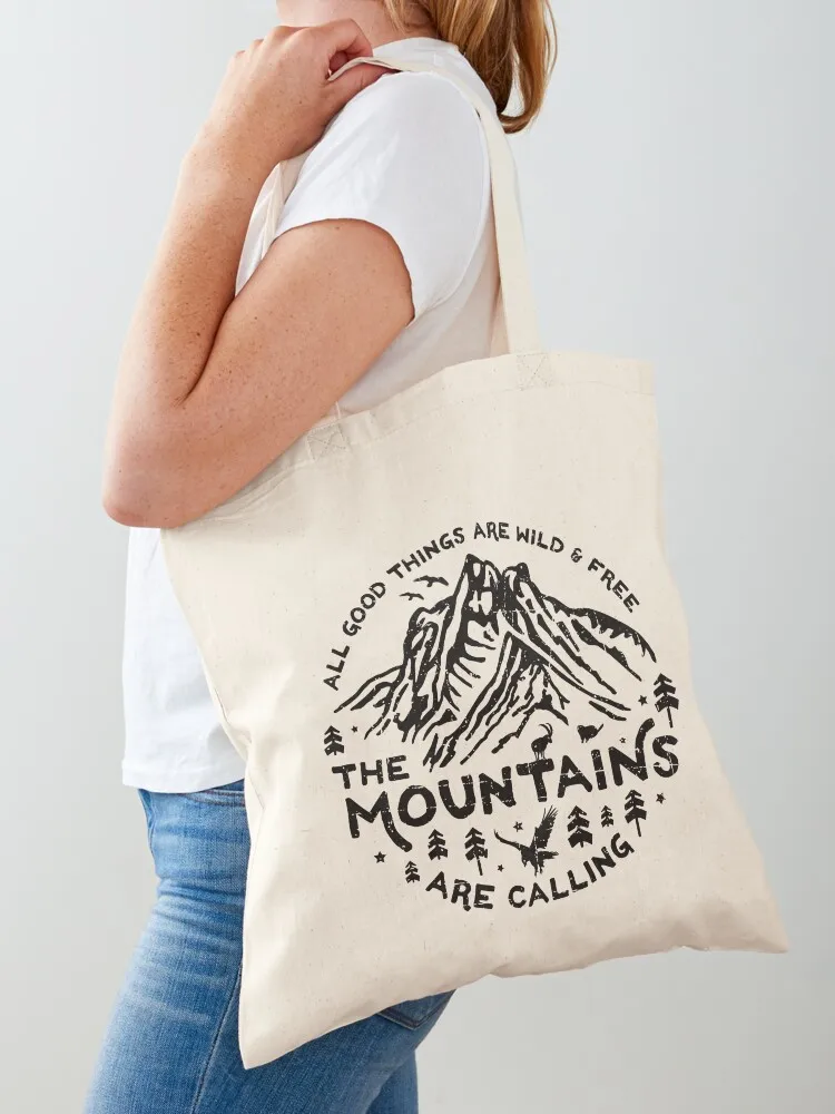

Mountains are Calling Tote Bag Canvas bag for women tote bag men tote university custom fabric