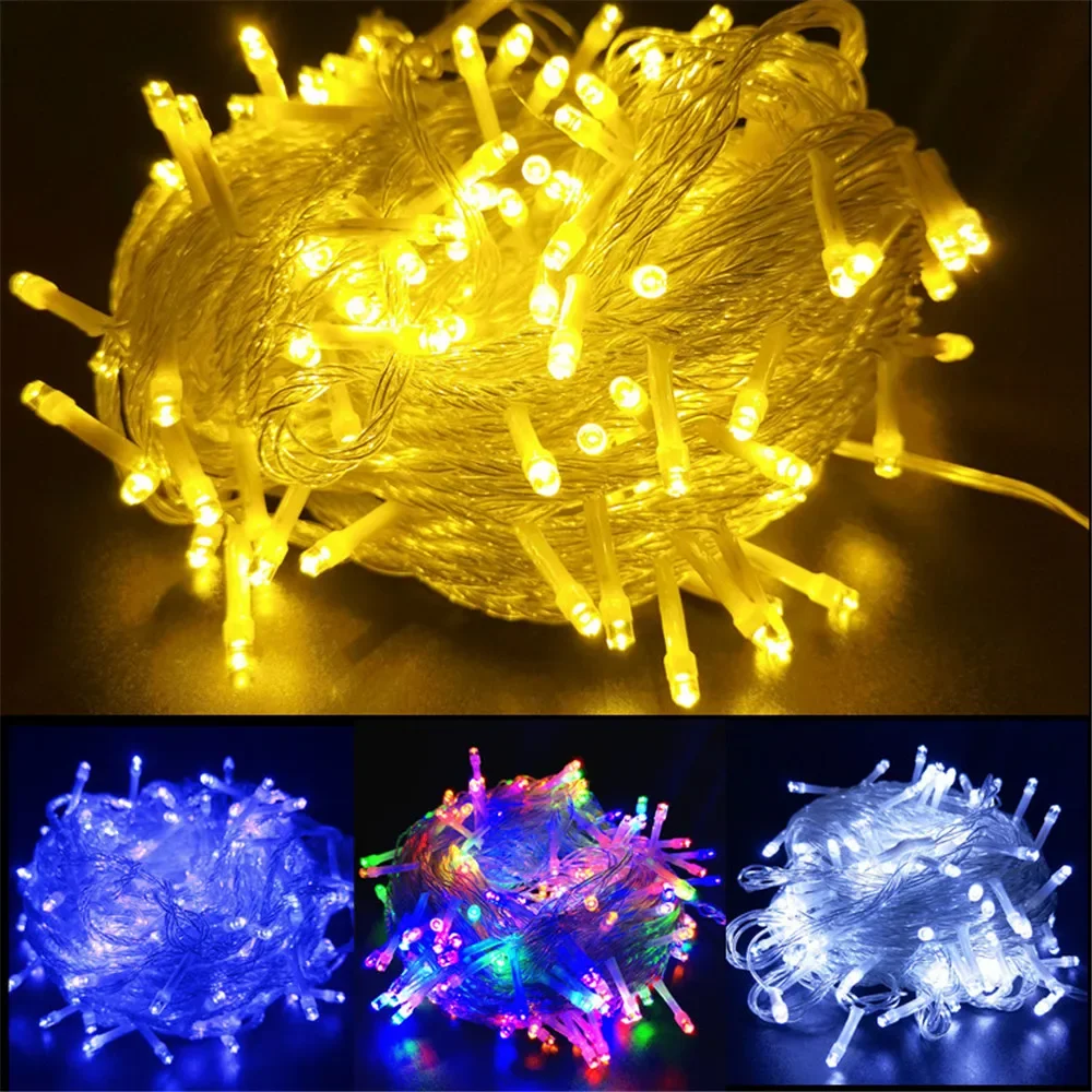 2025 10/20M EU Plug Christmas Garland Light LED Strings Light Outdoor Light for Xmas Tree Wedding Party New Year Holiday Light