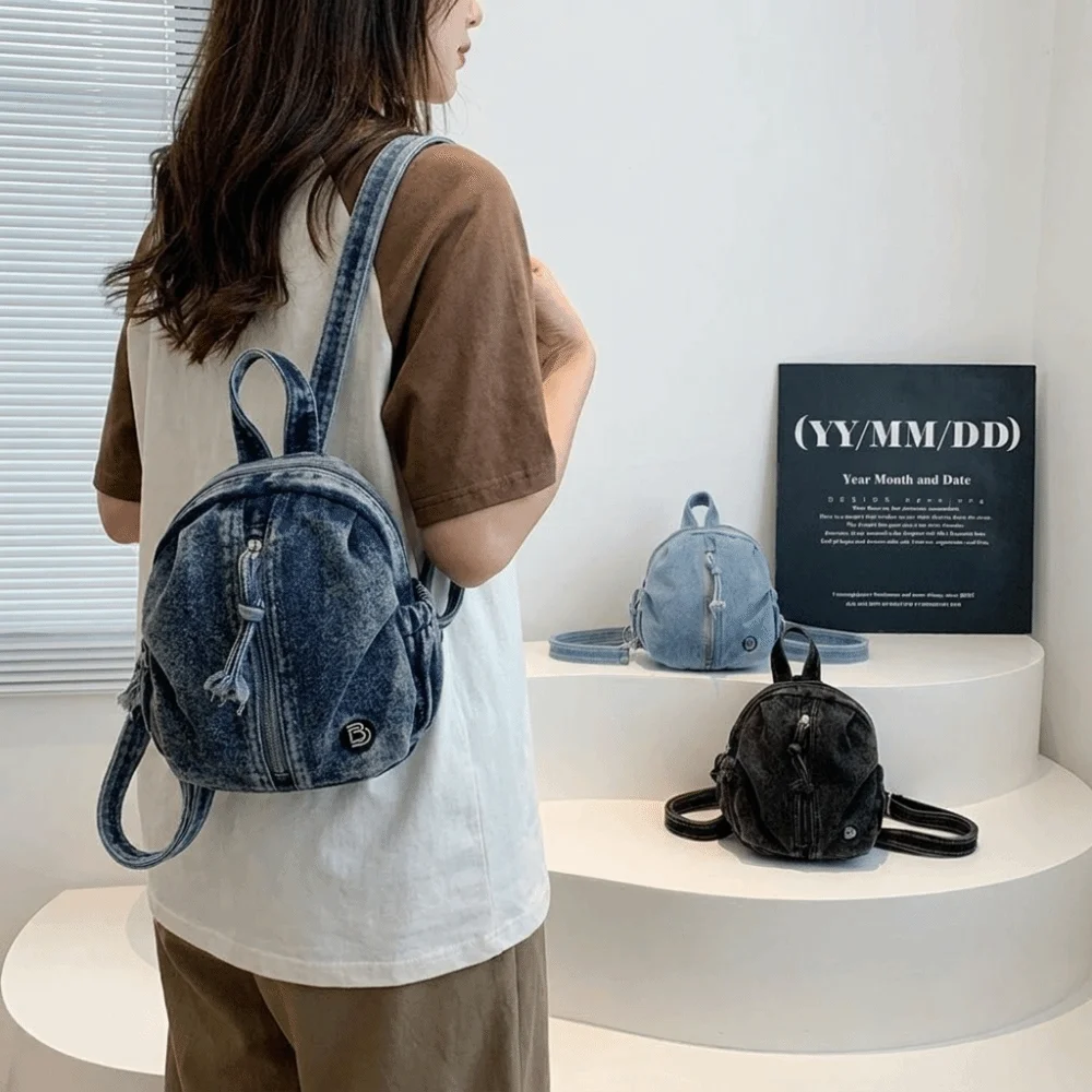 

Soft Denim Denim Backpack Vintage Washed Multi Purpose Crossbody Bag Versatile Lightweight Travel Mini Purse Outdoor Travel