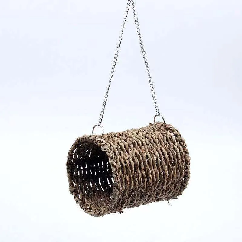 Bird Nest Bed Grass Tunnel Hammock Hanging Parrot Pet Mascotas Hamster Cage Ornament Decoration Bird Accessories