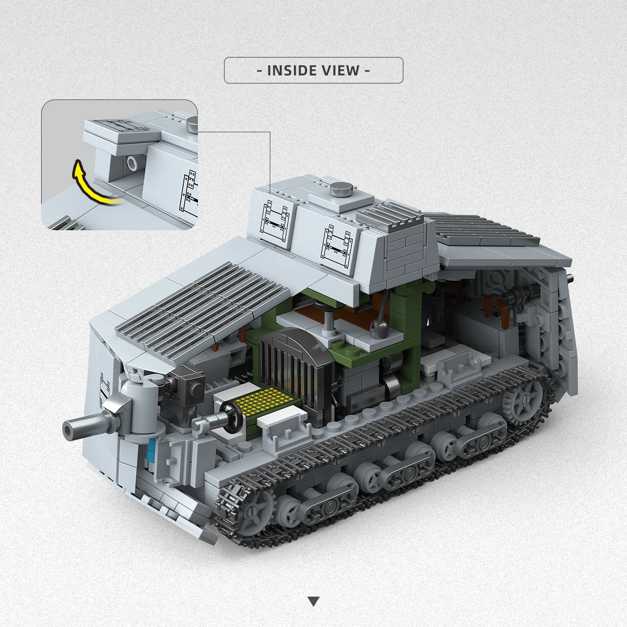 

Немецкий тяжелый танк A7V 1/35, военная модель времен Первой мировой войны, 920 деталей, механический конструктор, развивающая игрушка, подарок для детей