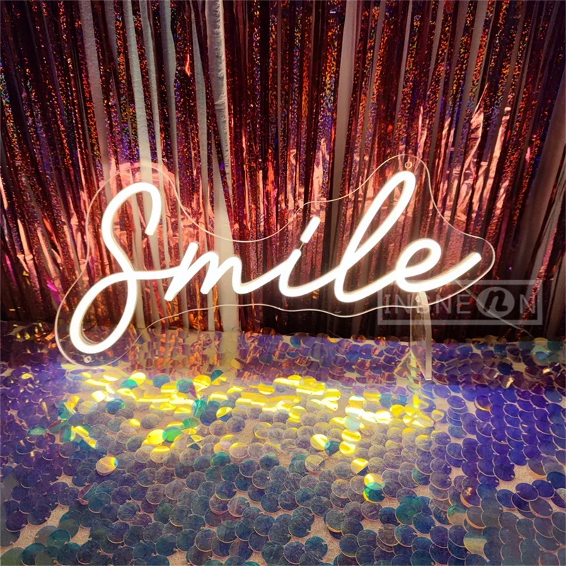 

Neon Signs Smile USB-powered Desktop/Bedroom Neon Sign Girl Room Birthday Party Camping Bar Valentine's Day Christmas Decoration