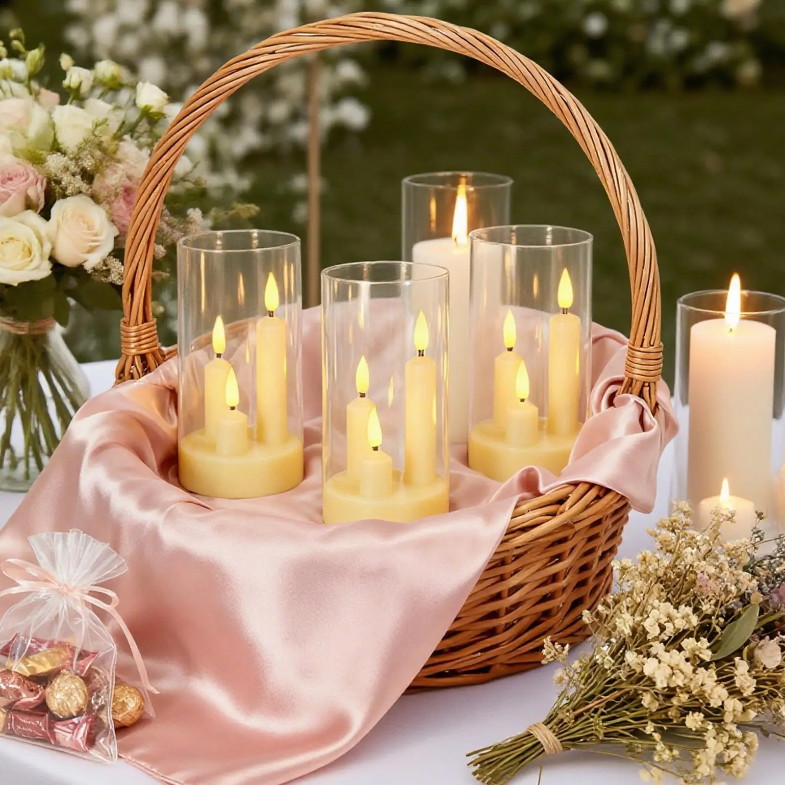 شموع عديمة اللهب مع عاكس الضوء عن بعد LED شموع وامضة أضواء زخرفية لرف المكتب وغرفة النوم والمكتب الداخلي