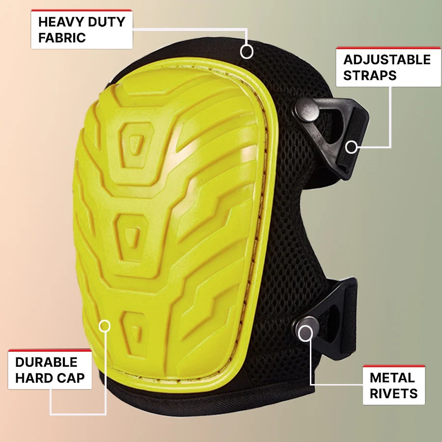 Professional Knee Pads for Work; Gardening & Construction Double Straps and Adjustable Clips;Industrial Heavy Duty