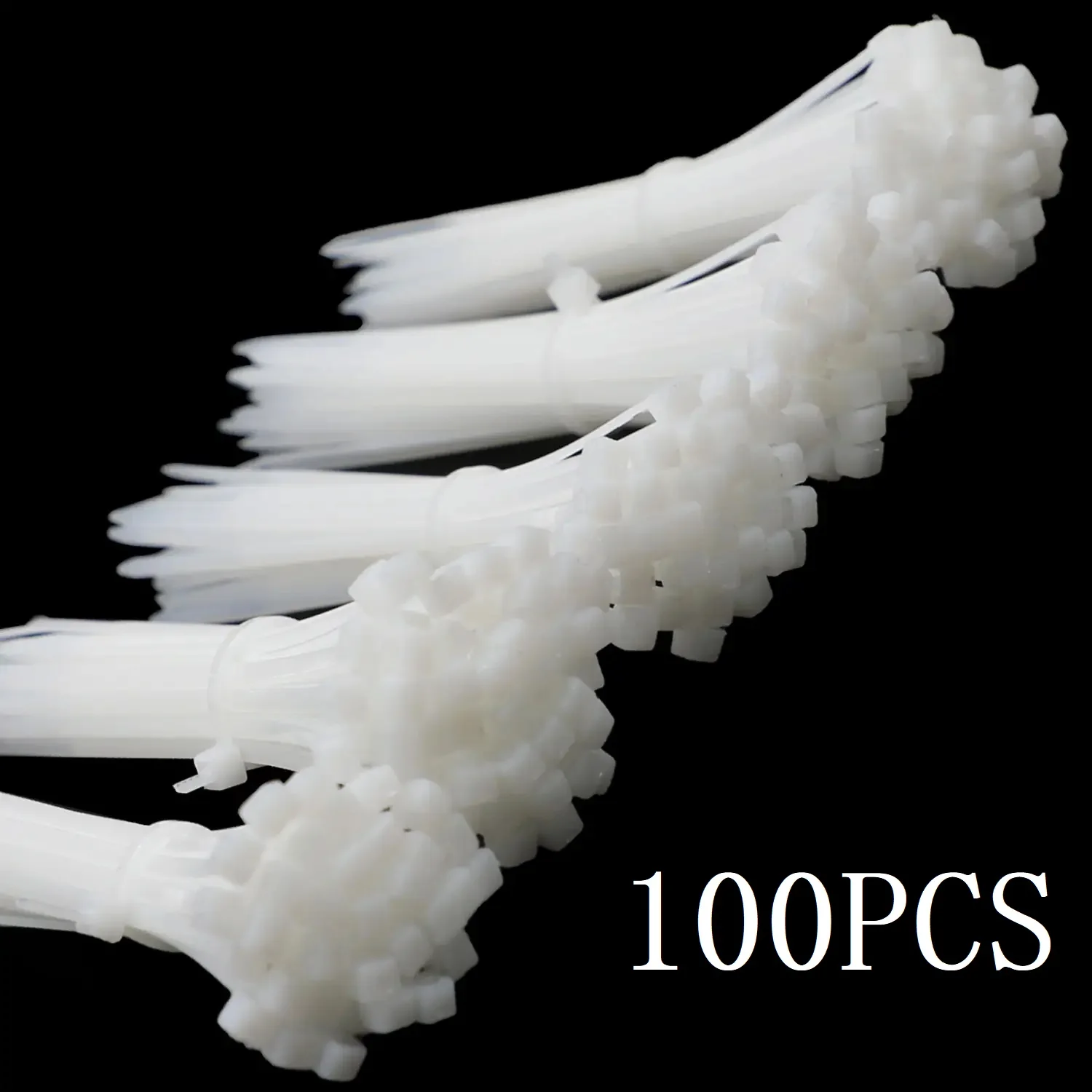 الأبيض الذاتي قفل النايلون كابل الرمز البريدي التعادل ، منظم الأسلاك الصناعية ، 1.99 مللي متر x 80 مللي متر ، 100 قطعة ، 120 قطعة ، 150 قطعة ، 200 قطعة x 2.7