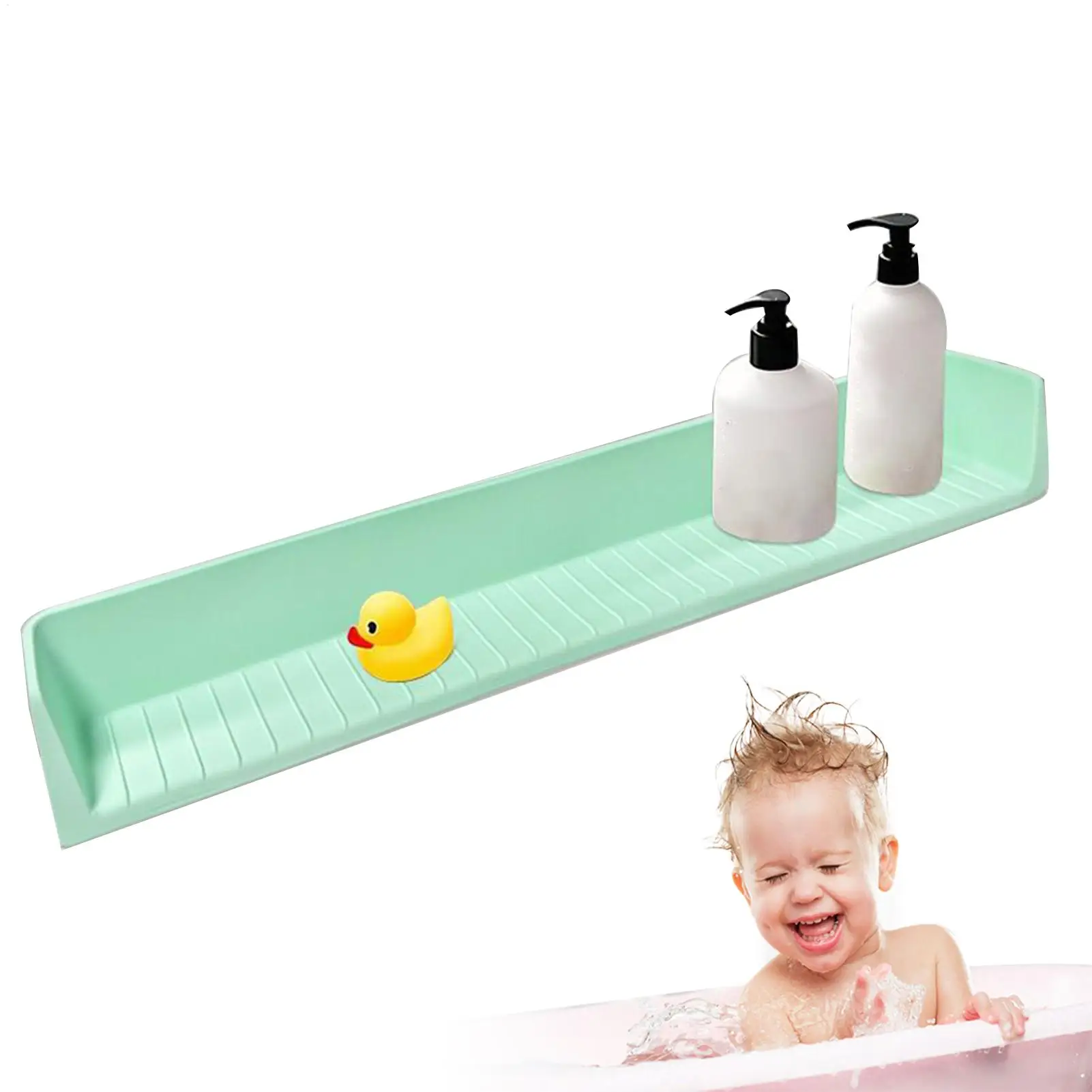

Bathtub Splash Guard Silicone Water Barrier Suction Cup Bathtub Splash Guard Kids Toys Organizer for Shower Desk Bathroom Vanity