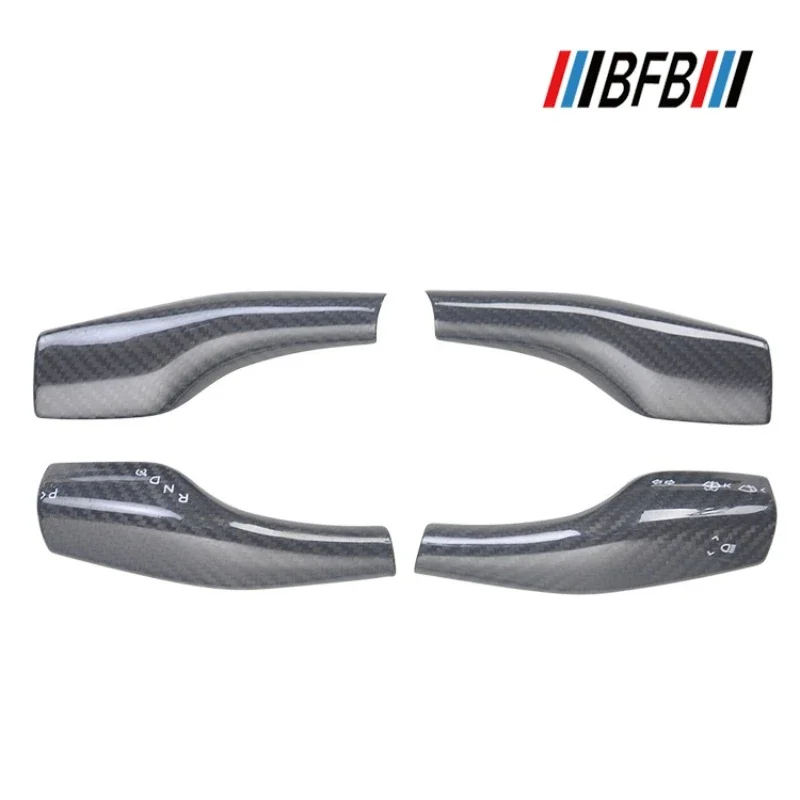 

For Tesla Model 3 Y Real Dry Carbon Fiber Steering Wheel Paddles Wiper Headlight Gear Paddles cover modification Accessories
