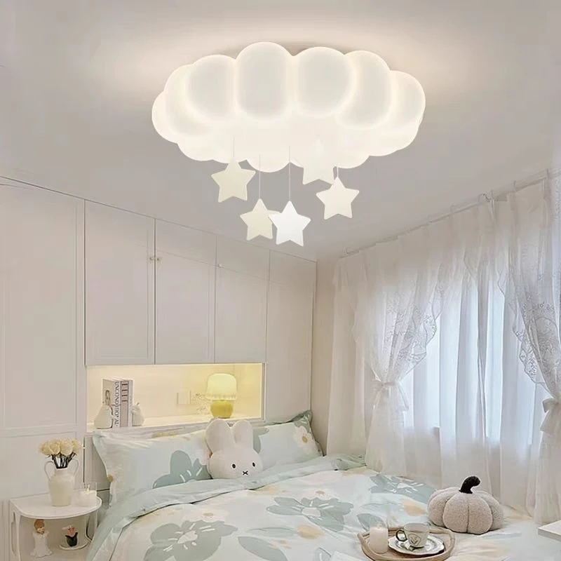 Cream-style bedroom lamp with cloud and star pendant for the living roomledCeiling light, popular children's room light