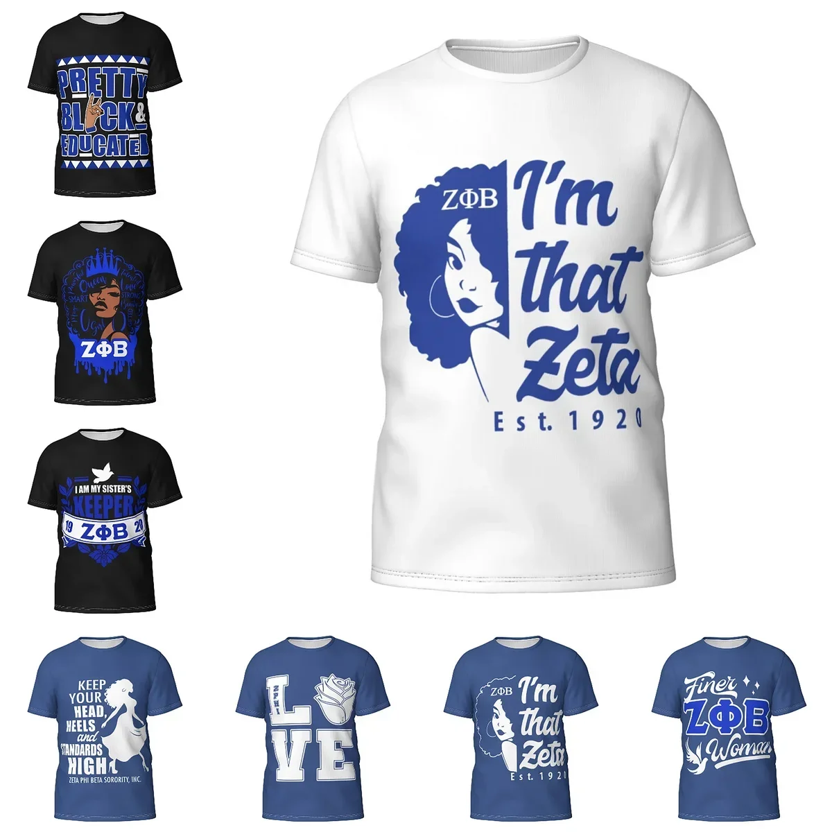 

Zeta Phi Beta ZPB Sorority Men's Athletic Cotton Classic Short Sleeve Crewneck T-Shirt Tee Shirt
