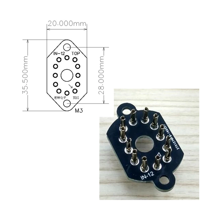 

10pcs 12pin Ceramic Nixie Tube Holder Socket IN-12 Glow Tube Socket Tube Holder IN12
