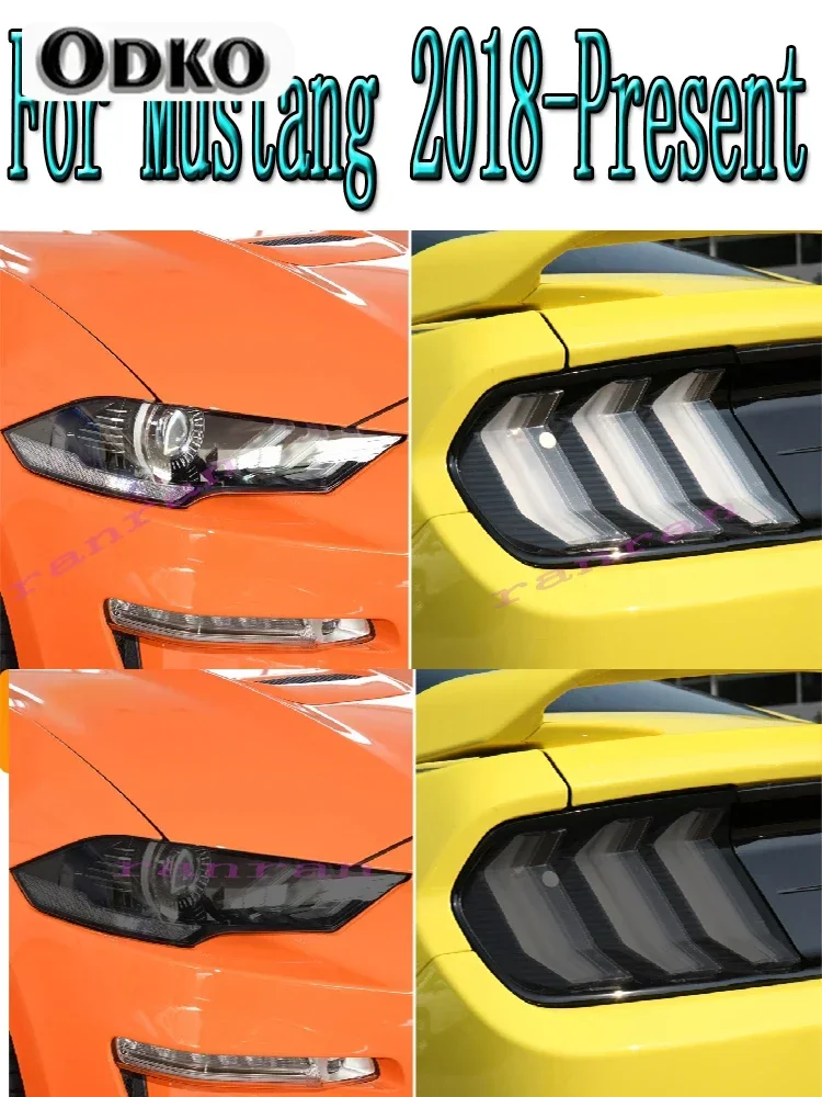 For Ford Mustang 2018-Present Shelby GT500 Car Headlight Taillight Protection Tint Film Smoke Black Transparent TPU Sticker