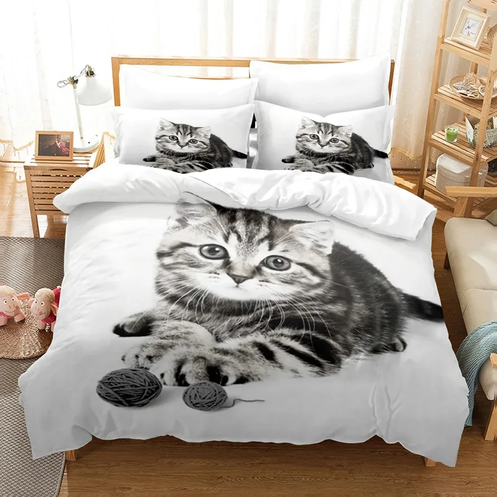 Pet Cat Bedding Set Single Twin Full Queen King Size Cute Cat Bed Set Aldult Kid Bedroom Duvetcover Sets 3D Print Boysgirls 030