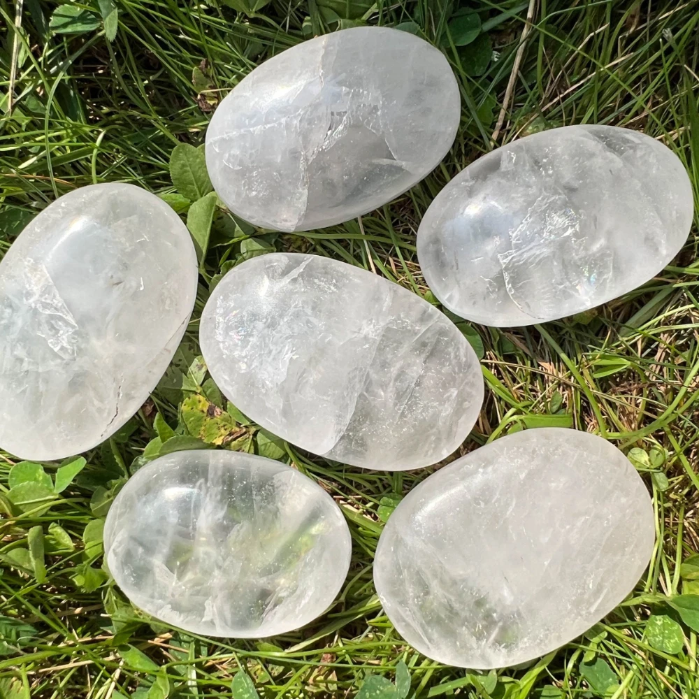 Natural Clear Quartz Palm Stone, Polished Crystal Stone, Worry Stone, Pocket Stones, Home Decor, Crystal Collection, Gifts