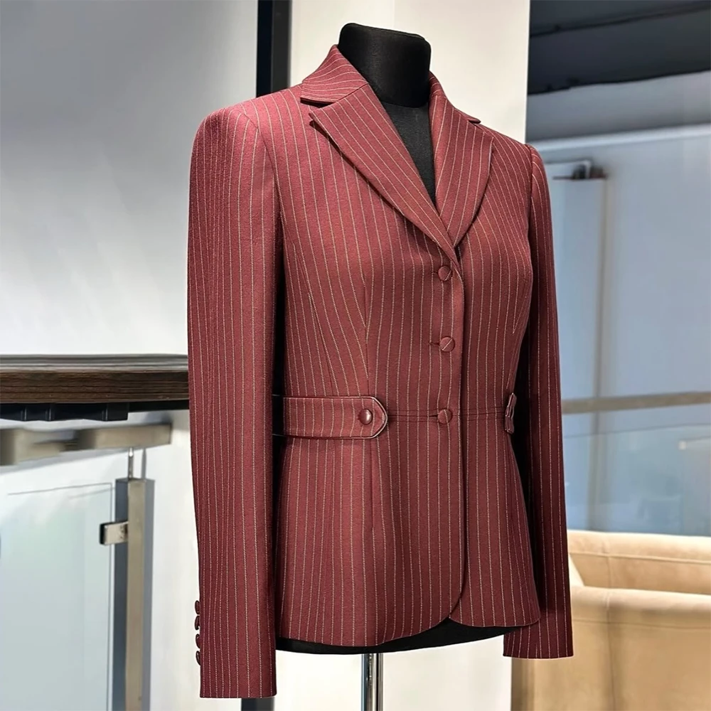 

Luxury Pinstripe Women's Suits High Quality Single Breasted Notch Lapel Female Clothing Evening Blazer With Dress Outfits 2026
