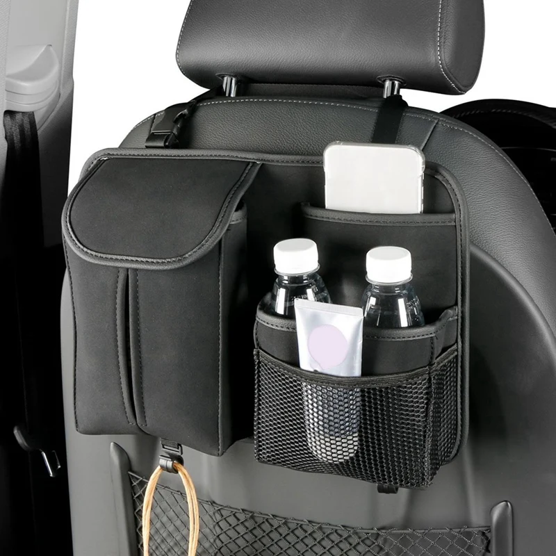 Car Seat Back Multi-Pocket Pack Bag Hanging Organizer Collector Storage Box Car Interior Accessories Black