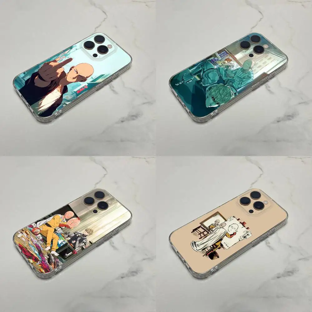 

One P-Punch Man Saitama Phone Case For iPhone 16,15,14,13,12,11 Plus,Pro,Max,XR,XS,Plus,E,SE4,Mini Transparent Cover