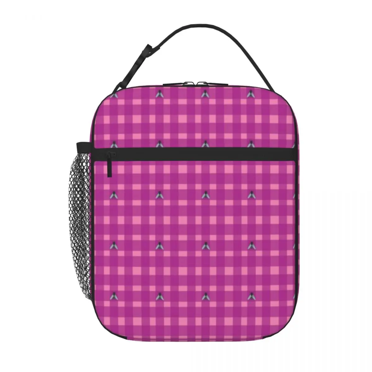 Bestselling Pink Plaid With Bees Retro Lunch Handbag Student Bento Lunch Handbag