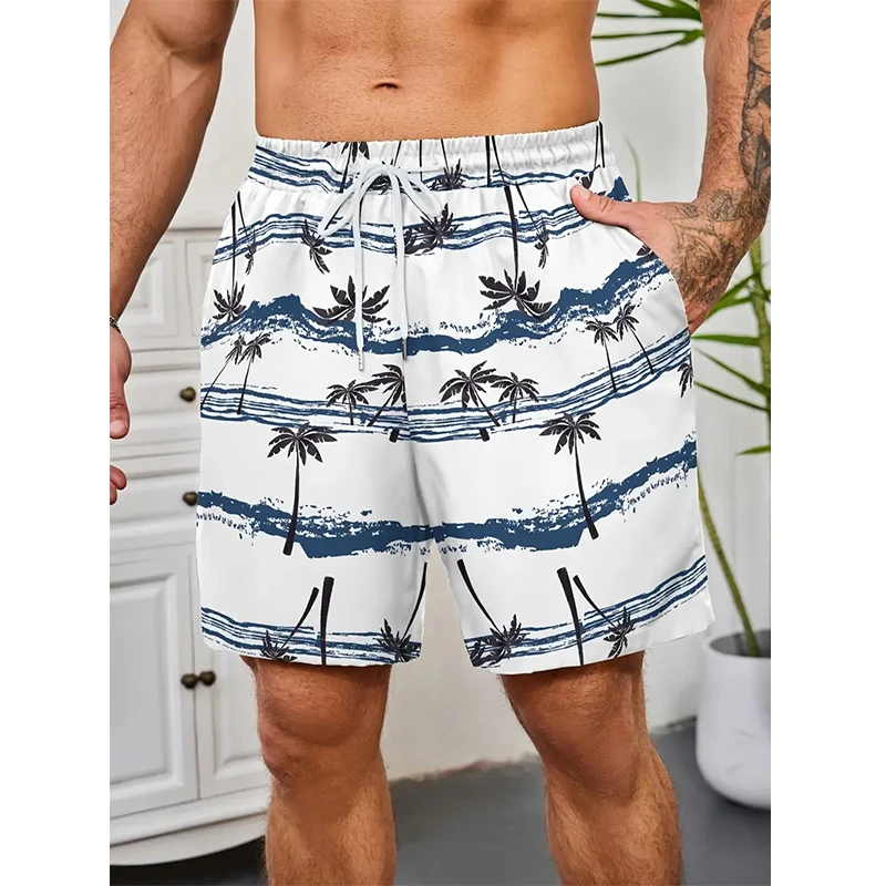 

Fashion Plant Graphic Beach Shorts For Men Palm Tree 3D Print Board Shorts Sports Gym Swim Trunks Swimsuit Homme Shorts Pants