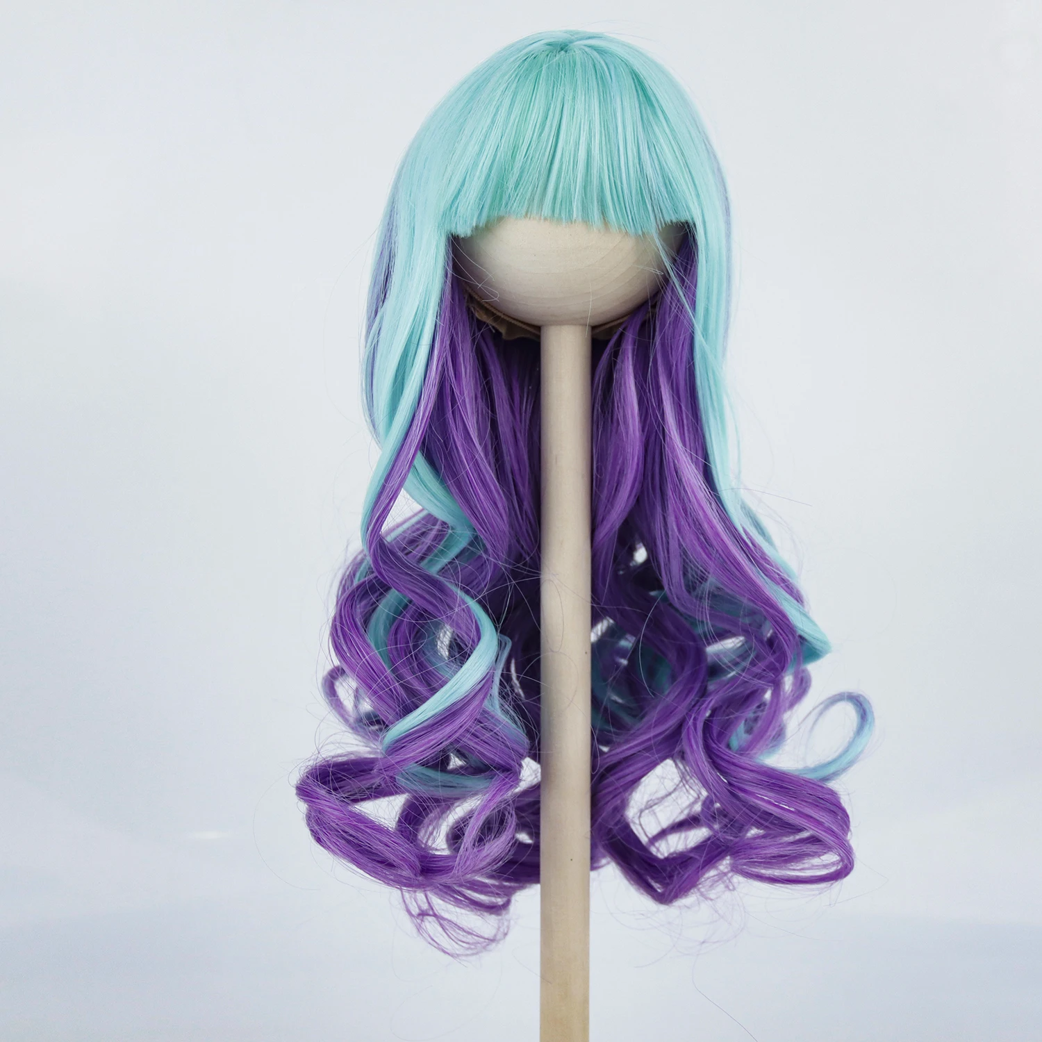 

Blythe Doll Hair Wig 9-10inch 25cm Long Curly Cyan Mix Color Heat Resistant Wire Material for DIY Boy Girl Doll