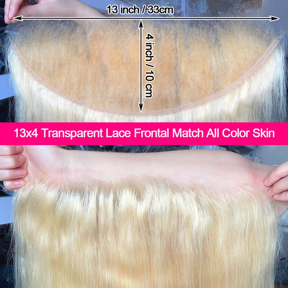 Blonde 613 13x4 Lace Frontal Human Hair Straight Transparent Lace Front Closure Pre Plucked With Baby Hair Brazilian Remy Hair