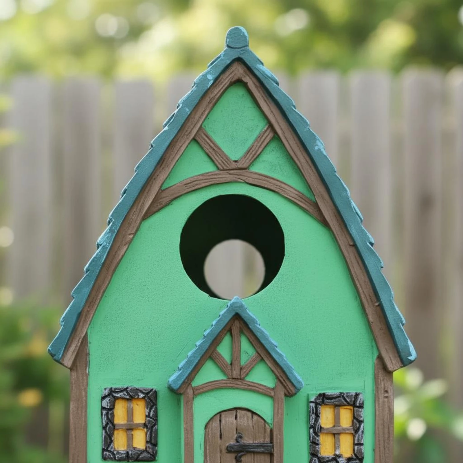 

Resin Birdhouse Feeder Weather-Resistant Garden Birdhouse Ornament Outdoor Decor Handmade Look for Patio