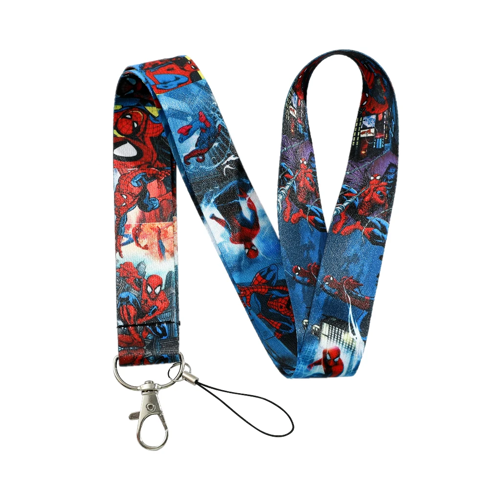 Disney Marvel Spiderman Neck Phone Strap Lanyard Keychain for Wallet Charm Cartoon Lariat Student Chain Anti-lost Decoration