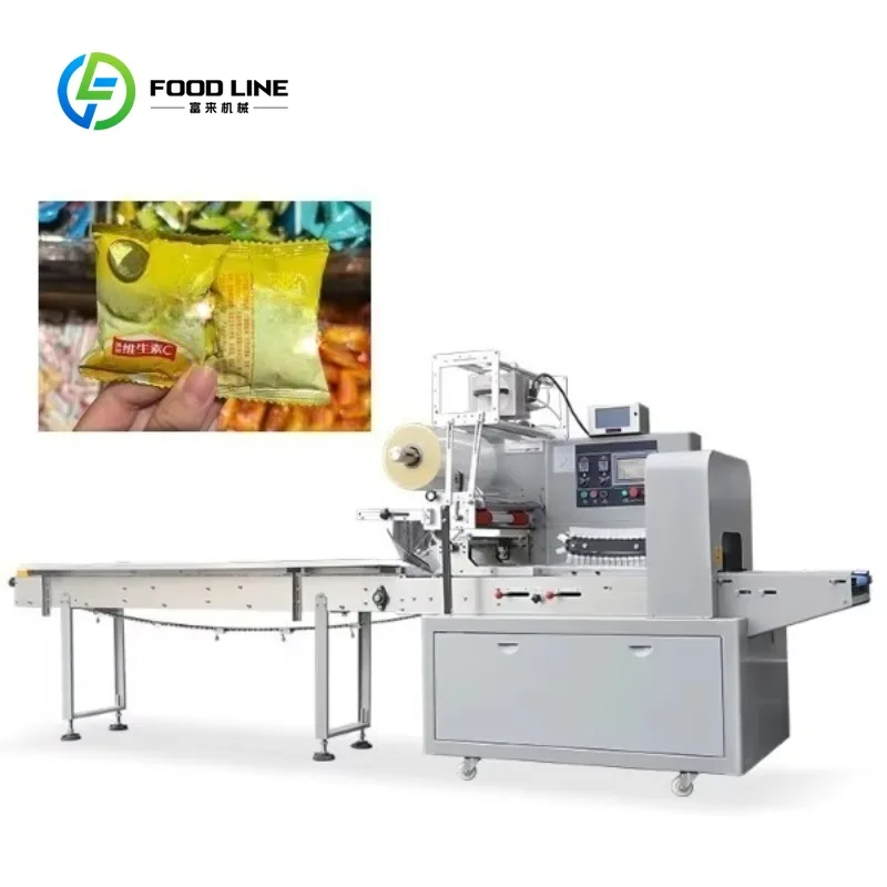 Automatic High Speed Pillow Type Packaging Machine for Milk Hard Candy & Wrappers Rotary Feeding Film Bags Labeling Customized