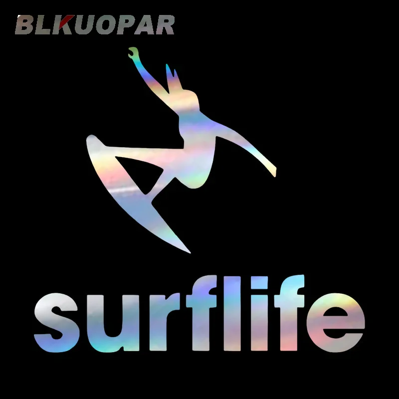 BLKUOPAR Cheerful Girl Surflife Car Stickers Laser Personality Decal Occlusion Scratch Die Cut Air Conditioner Bumper Car Goods