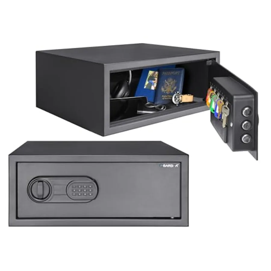 

Цифровой сейф с клавиатурой, светодиодной подсветкой, расширенной конструкцией для ноутбуков, бесшумным режимом, стальной, черный