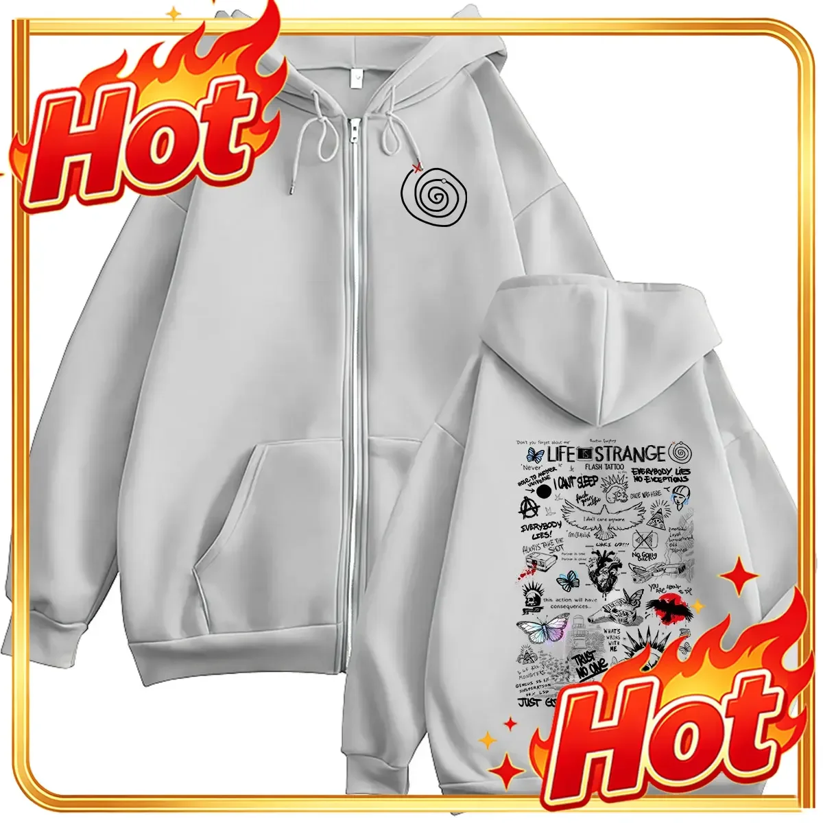 Game Life Is Strange Print Zipper Hoodie Men Women Vintage Long Sleeve Fashion Coats Sweatshirt Casual Oversized Clothing Hooded