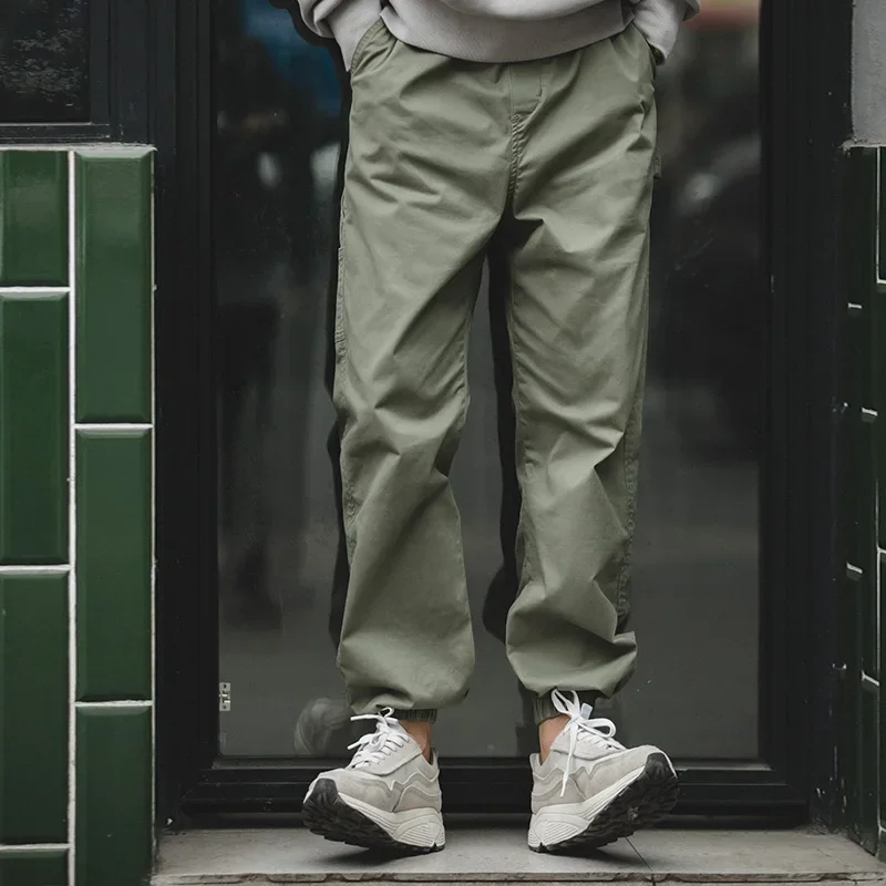 Pantaloni verdi con coulisse vintage Maden Pantaloni casual stile harem in vita elastica primavera autunno da uomo Pantaloni da jogging con stampa di lettere