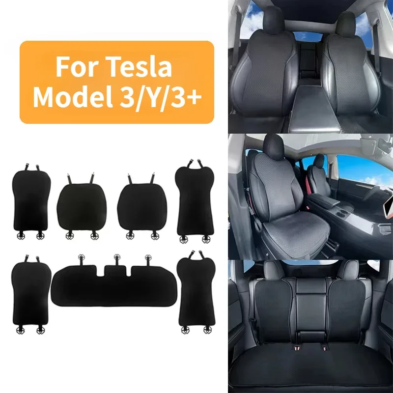 Ice Silk Seat Cover Cushion for Tesla Model 3/Y/3+ Breathable Summer Cooling Pad Anti-dirty Sweatproof Four Seasons Accessories