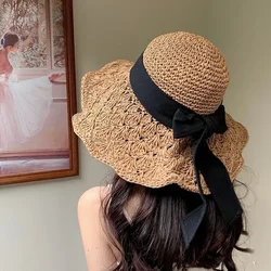 Summer Sun Hat Women Panama Hat Women Straw Hat Big Brim Beach Hat Foldable Vacation Summer Hat Sunscreen Sunshade Hat