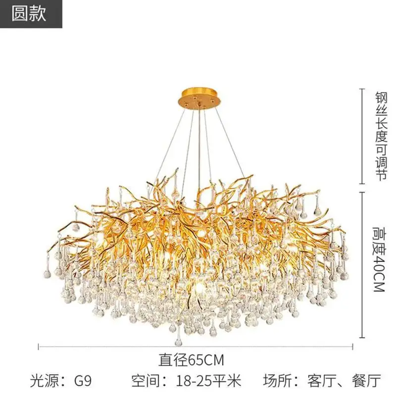 

Luxury Crystal LED Chandeliers Nordic Branches Lighting Art Deco Villa Lustre wedding Pendant Lamp for Living Room Hotel Hall