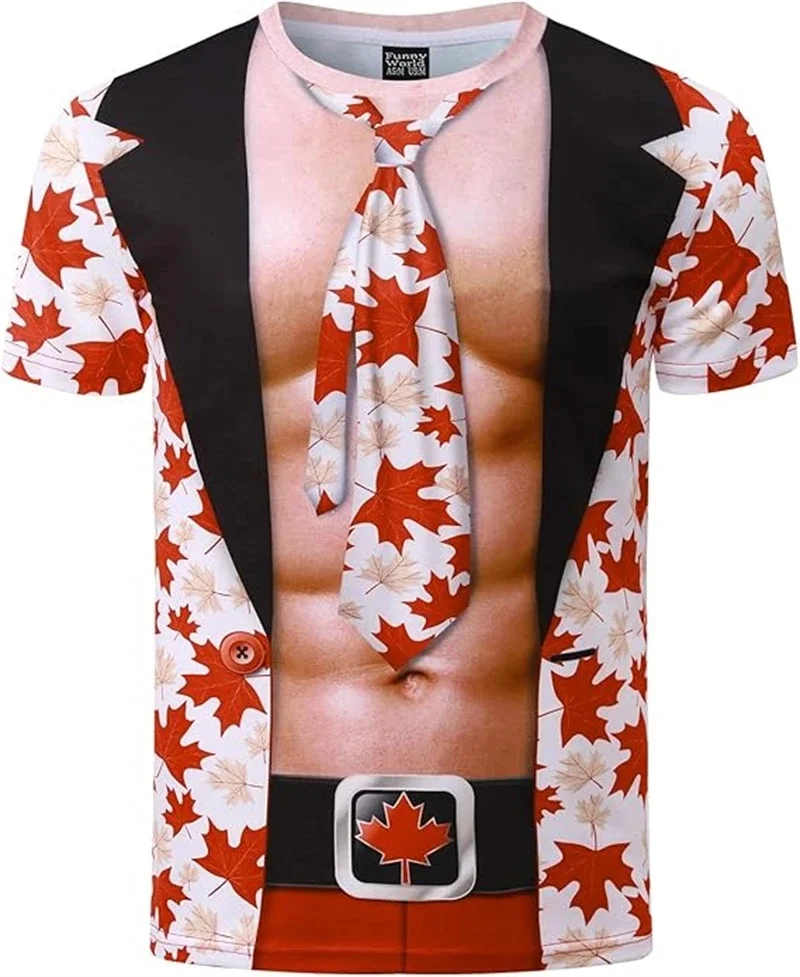 En's T-Shirt 3D Print Funny Tiger Leopard Pattern Fake Suit T Shirts New Fashion Cosplay Men Short Sleeve Party Top Dropshipping