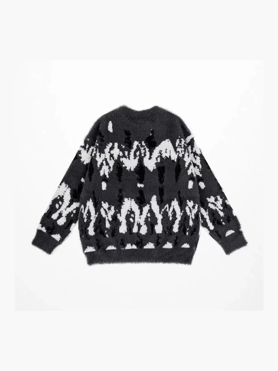 

American Retro Knitted Sweater round Ne Loose Fit ex Autumn Winter New Sle Versatile Hooded Base Layer Top