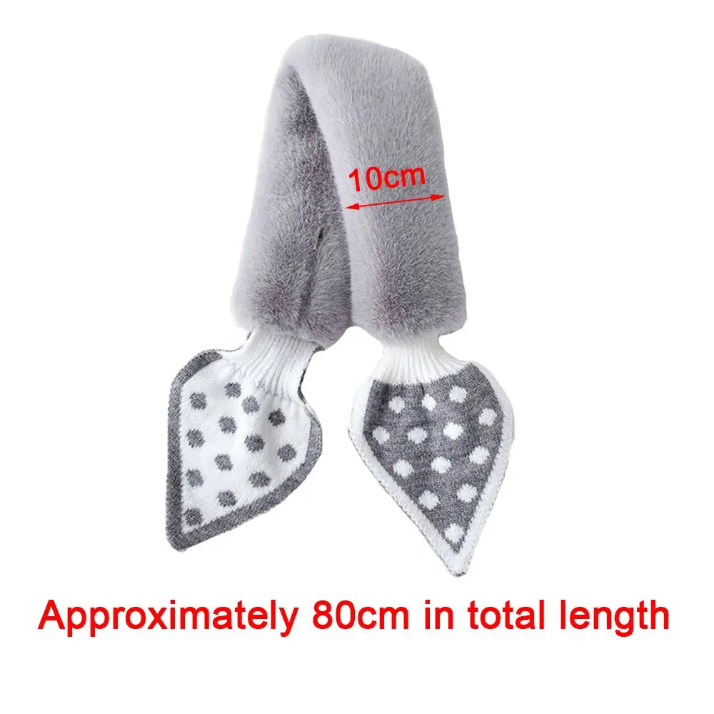 New Fashion Bow Plush Knit Soft Warm Scarf Women Winter Faux Rabbit Fur Thicken Windproof Lady Cross Scarf