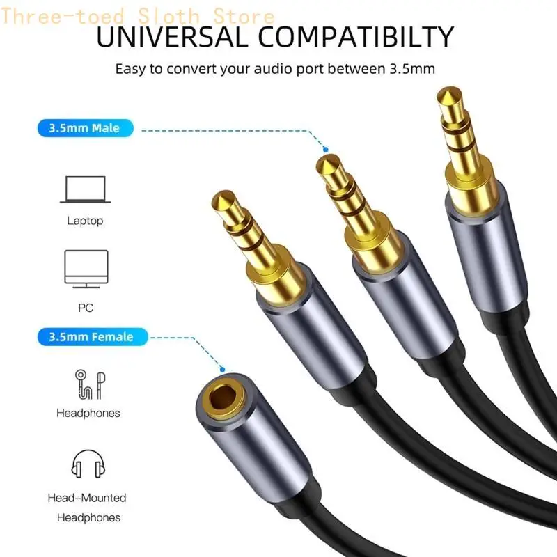 Stereo 3,5 mm Kopfhörer Splitter Adapter Kabel Draht Verbindungsleitung für Tablets E74A – Detail 8