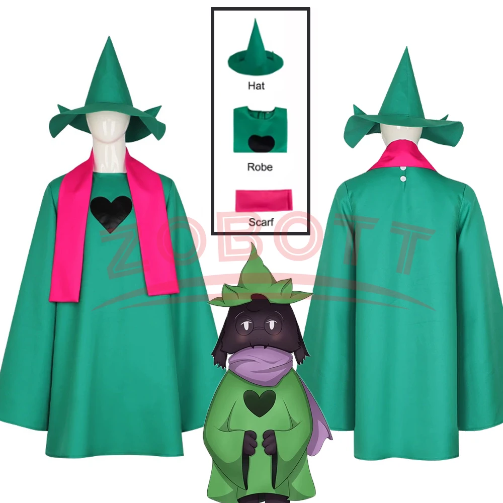 3PCS Undertale Ralsei Cosplay Hoodie Umhang Top Deltarune Cosplay Cape Outfit Mit Hut Schal Männer Und Frauen Halloween Kostüm