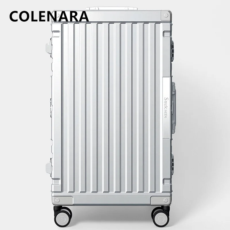 COLENARA جديد حقيبة الألومنيوم الإطار الصعود صندوق سعة كبيرة 20 "24" 26 "28" 30 بوصة سميكة حقيبة تروللي بعجلات أمتعة السفر