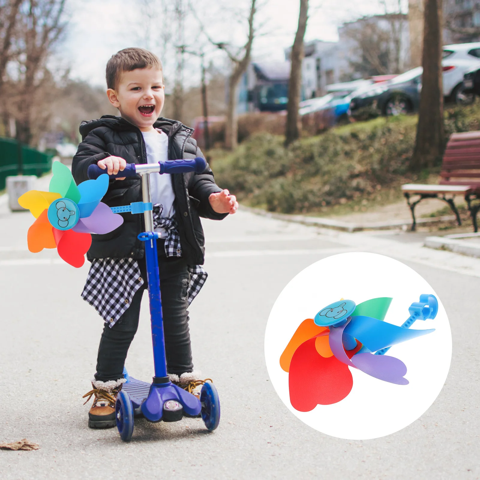 Molino de viento de plástico de Color brillante para manillar de bicicleta, regalo decorativo para niños, 2 uds.