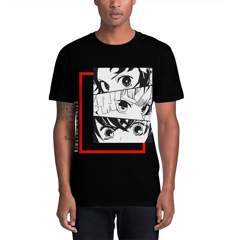 2025 Demon Slayer Men's and Women's T-shirt with Anime Print Short Sleeve Retro Gothic 100% Cotton Y2K Street Clothing