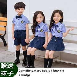 Children's costume British style kindergarten dress summer suit children's class dress new school uniform