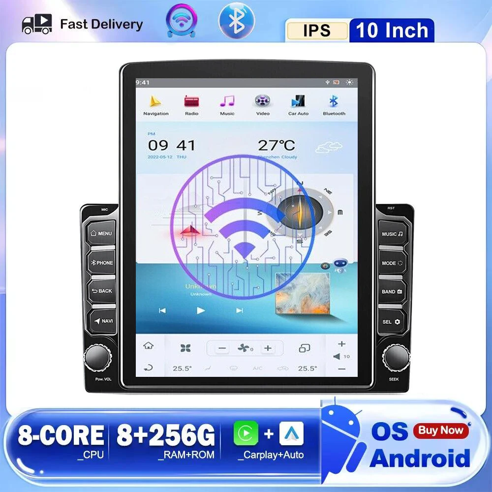 

For Tesla Style IPS 9.7 inch 2DIN Universal Android14 Car Radio Multimedia Player GPS BT Car Audio Stereo For Nissan Hyundai Kia