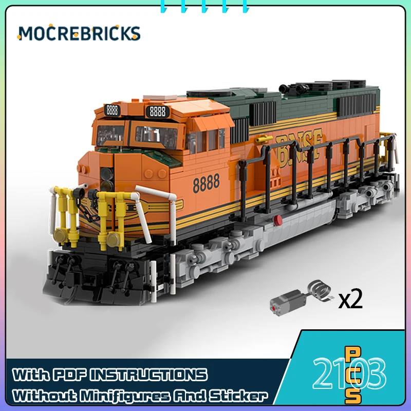 

MOC Burlington Northern Santa Fe Train SD70MAC Model DIY Building Blocks Set Assembly Technology Bricks Toys Kids Birthday Gifts