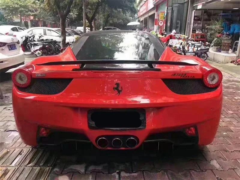 

Подходит для модифицированных автомобильных аксессуаров Ferrari 458, V-образный задний диффузор из углеродного волокна, передняя губа, боковая юбка