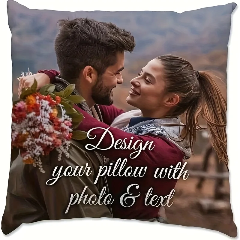 Product Image [JIT] 1pc Personalized Custom Photo Pillow - Personalized Pillowcase Gift, Customizable Image Pillowcase, Short Fl