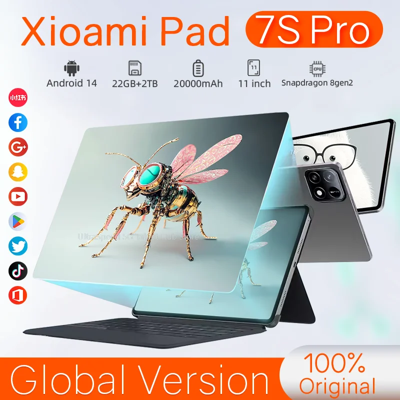 2025 Pad 7SPro tablette mondiale Android 14 Snapdragon 8gen2 22GB + 2 to GPS 5G WiFi double SIM HD pantalon Completa tablette d'origine