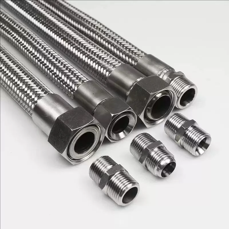 

300-2000mm Length X DN8/10/15/20/25/32/40/50 BSPP Female Male 304 Stainless Steel Braided Soft Tube Bellow Industrial Use
